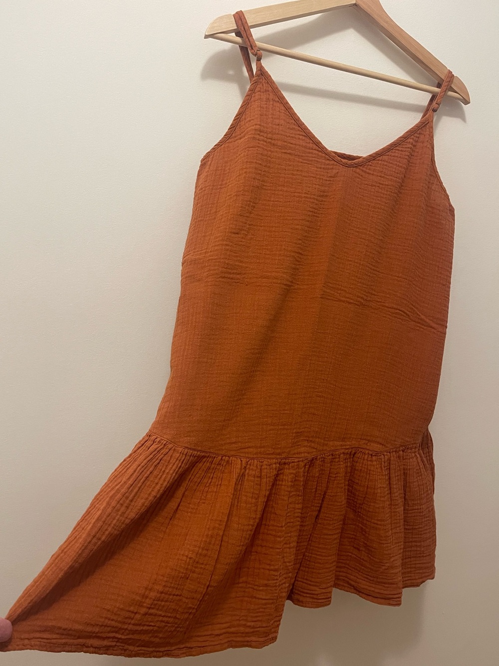Rip Curl Rust Orange Ruffled Hem Spaghetti Strap Dress